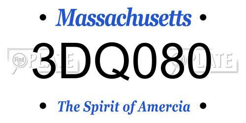 3DQ080 Massachusetts License Plate