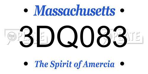 3DQ083 Massachusetts License Plate