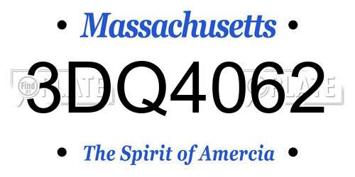 3DQ4062 Massachusetts License Plate