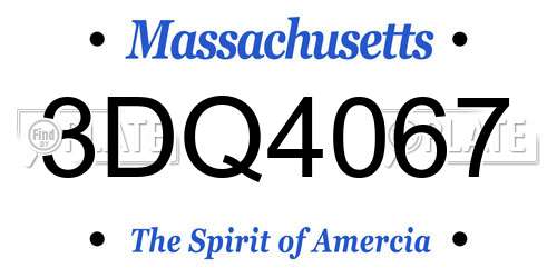 3DQ4067 Massachusetts License Plate