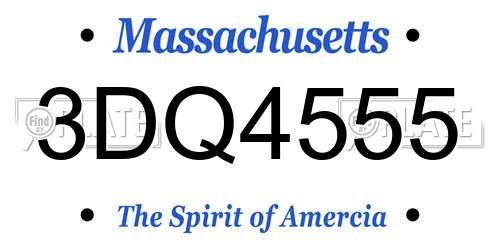 3DQ4555 Massachusetts License Plate