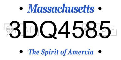 3DQ4585 Massachusetts License Plate