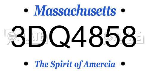 3DQ4858 Massachusetts License Plate