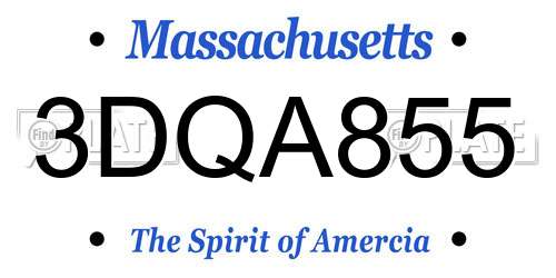 3DQA855 Massachusetts License Plate