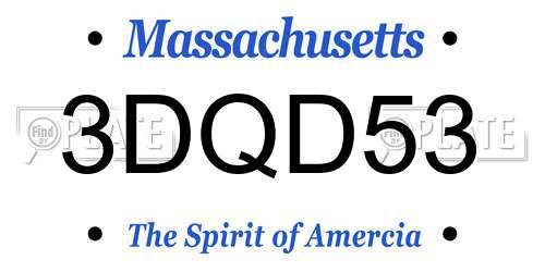 3DQD53 Massachusetts License Plate