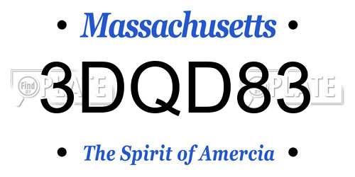 3DQD83 Massachusetts License Plate