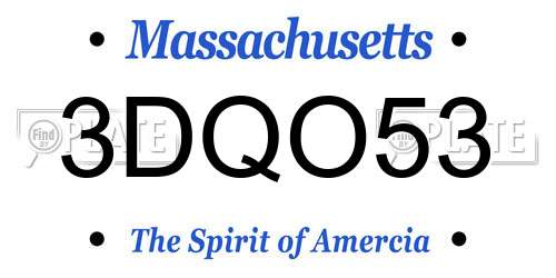 3DQO53 Massachusetts License Plate