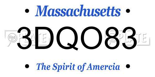 3DQO83 Massachusetts License Plate