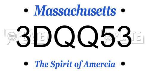3DQQ53 Massachusetts License Plate
