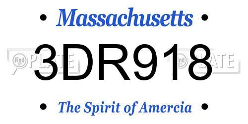 3DR918 Massachusetts License Plate