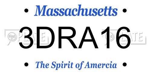 3DRA16 Massachusetts License Plate
