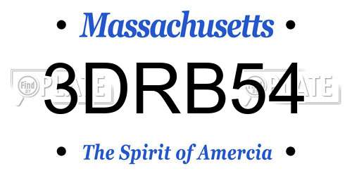 3DRB54 Massachusetts License Plate