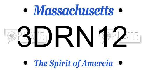 3DRN12 Massachusetts License Plate