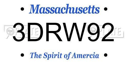 3DRW92 Massachusetts License Plate