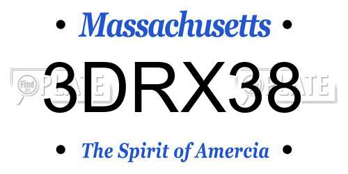 3DRX38 Massachusetts License Plate