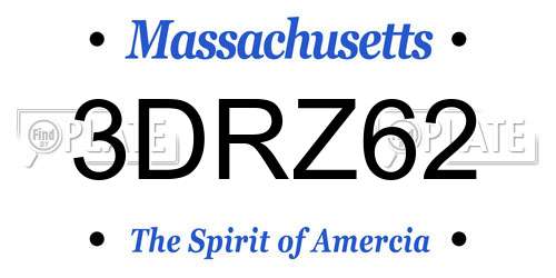 3DRZ62 Massachusetts License Plate