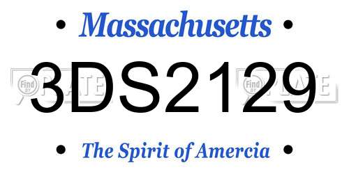 3DS2129 Massachusetts License Plate