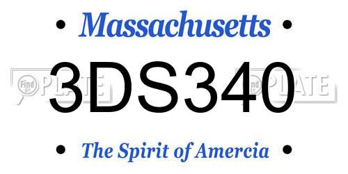 3DS340 Massachusetts License Plate