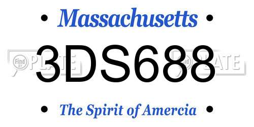 3DS688 Massachusetts License Plate