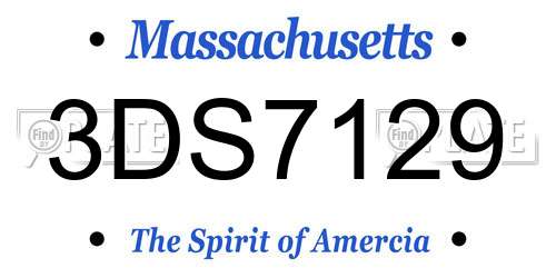 3DS7129 Massachusetts License Plate