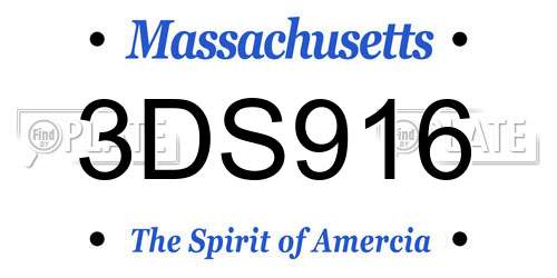 3DS916 Massachusetts License Plate
