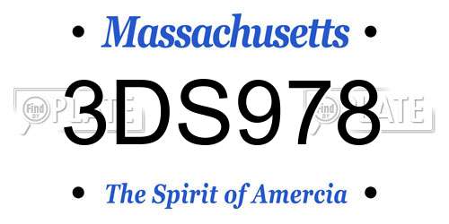 3DS978 Massachusetts License Plate