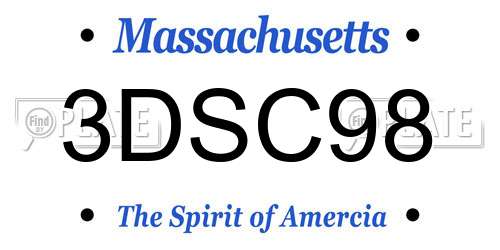 3DSC98 Massachusetts License Plate