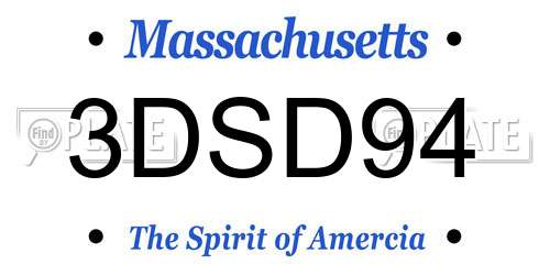 3DSD94 Massachusetts License Plate