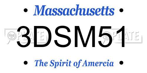 3DSM51 Massachusetts License Plate