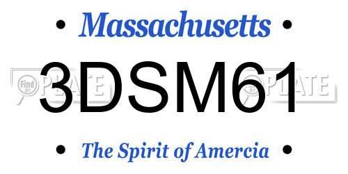 3DSM61 Massachusetts License Plate