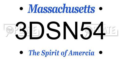 3DSN54 Massachusetts License Plate