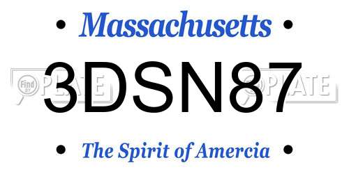 3DSN87 Massachusetts License Plate