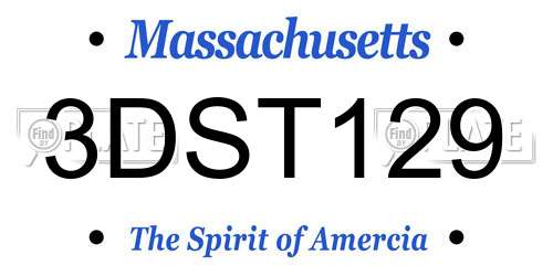 3DST129 Massachusetts License Plate