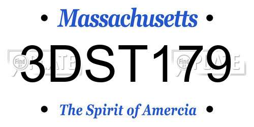 3DST179 Massachusetts License Plate