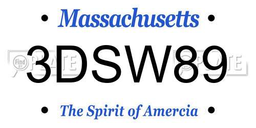 3DSW89 Massachusetts License Plate