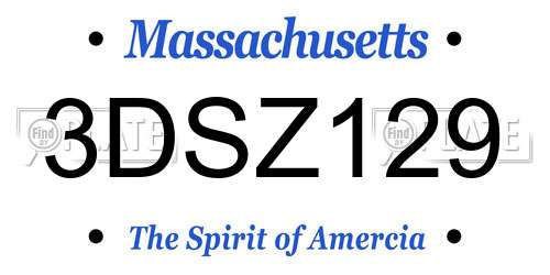 3DSZ129 Massachusetts License Plate