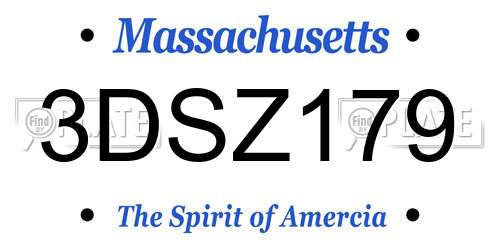 3DSZ179 Massachusetts License Plate