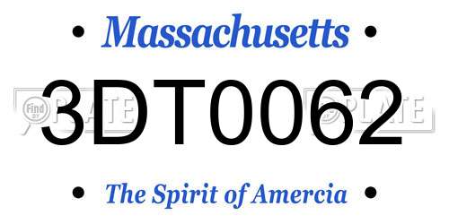 3DT0062 Massachusetts License Plate