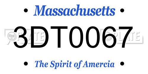 3DT0067 Massachusetts License Plate