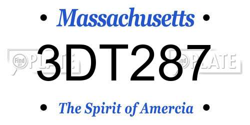 3DT287 Massachusetts License Plate