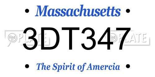 3DT347 Massachusetts License Plate