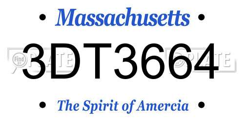 3DT3664 Massachusetts License Plate