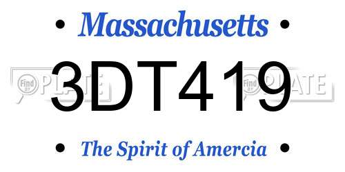 3DT419 Massachusetts License Plate