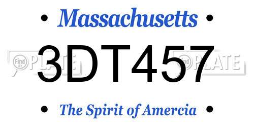 3DT457 Massachusetts License Plate