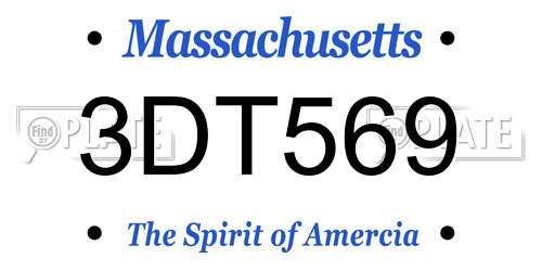 3DT569 Massachusetts License Plate