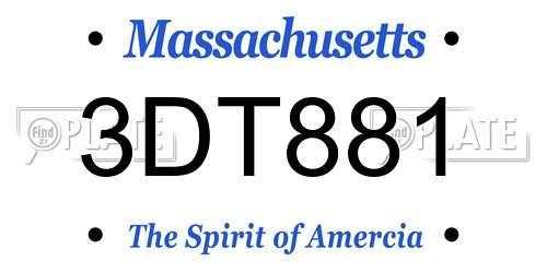 3DT881 Massachusetts License Plate
