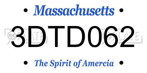 3DTD062 Massachusetts License Plate