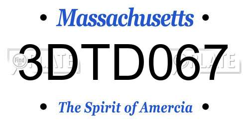 3DTD067 Massachusetts License Plate