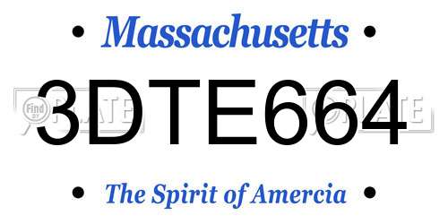 3DTE664 Massachusetts License Plate