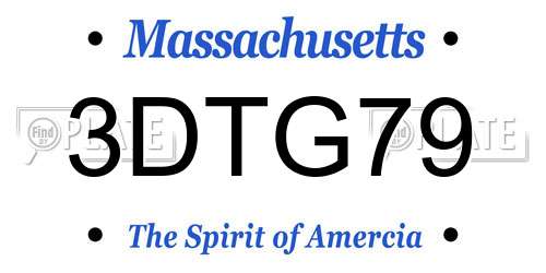 3DTG79 Massachusetts License Plate